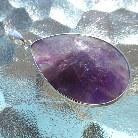 Boho Faceted Teardrop Genuine Amethyst Gemstone Statement Pendant - Picture 2 of 7